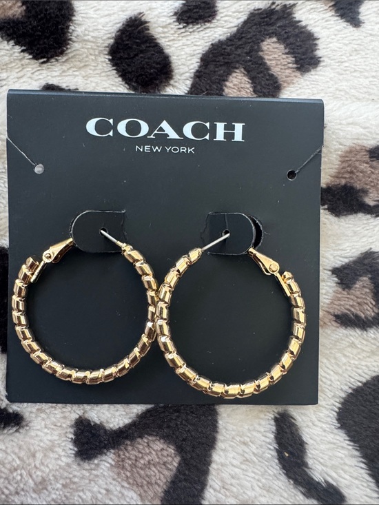 Coach Jewelry - COACH Gold Textured Hoop Earrings